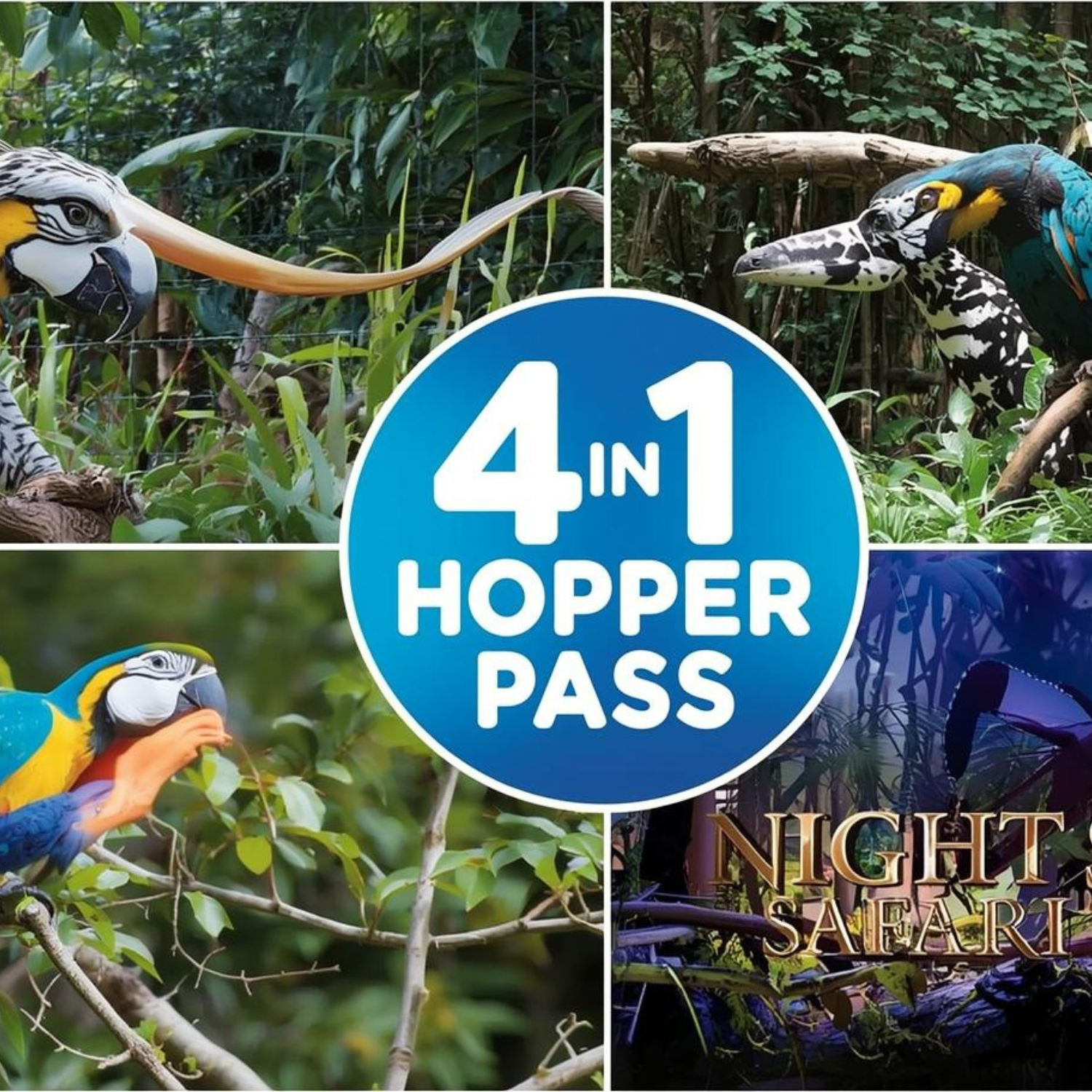 4 in 1 Mandai Hopper Pass (Singapore Zoo, Bird Paradise, Rainforest Wild ASIA and Night Safari)